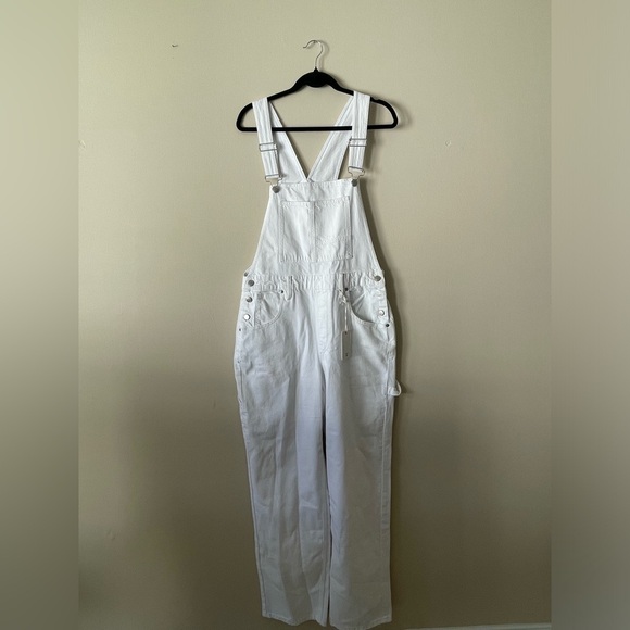 NWT Good American Good 90s white denim Overalls - Picture 7 of 16